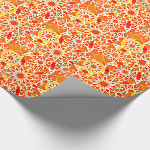Papier Cadeau Mandala motif, Coral Orange et Gold