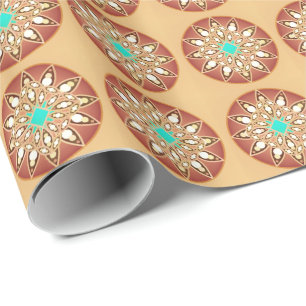 Papier Cadeau Mandala motif en caramel et chocolat