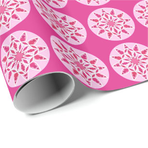 Papier Cadeau Mandala motif en rose, fuchsia et blanc