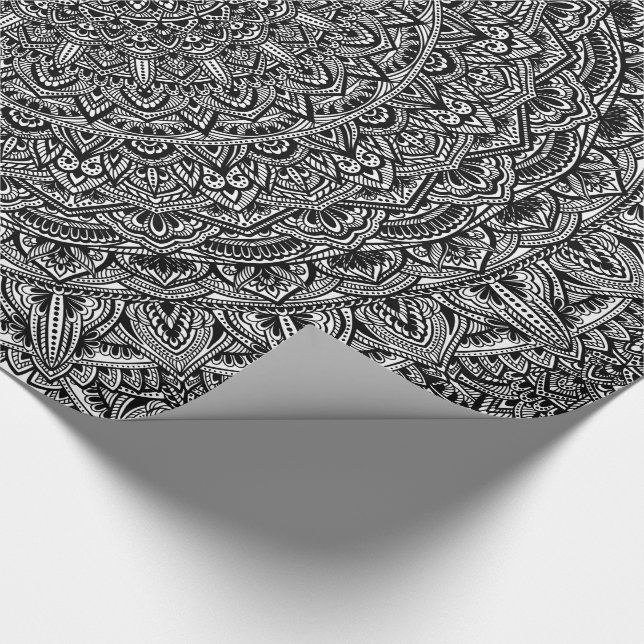 Papier Cadeau Mandala noir et blanc zen (Coin)
