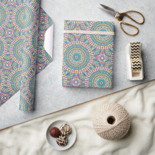 Papier Cadeau Mandala turquoise et rose
