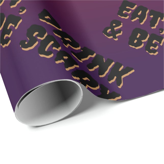 Papier Cadeau Mangez, buvez et soyez effrayant Halloween (Coin rond)