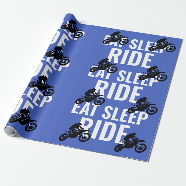 Papier Cadeau Mangez Sleep Ride Motocross Moto Sport Pop Art (Déroulé)