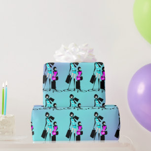 Papier Cadeau Mannequins de mode féminine faisant du shopping à