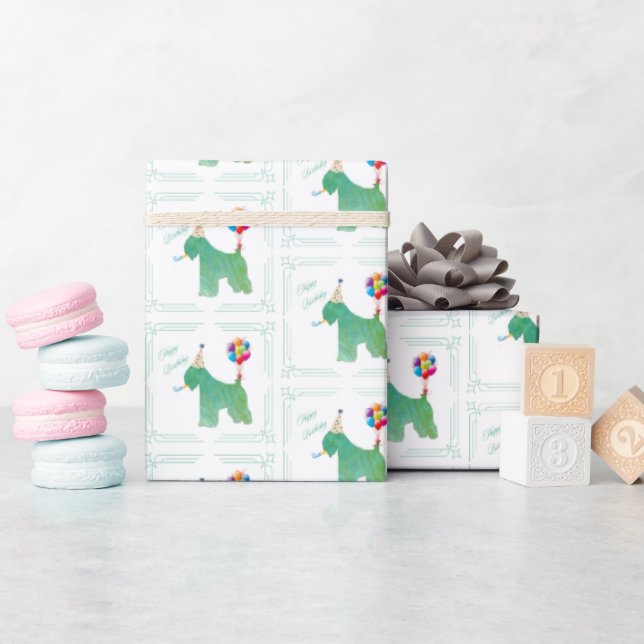 Papier Cadeau Manteau doux Routé Terrier Anniversaire (Baby Shower)