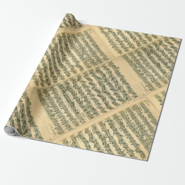 Papier Cadeau Manuscrit de Bach Chaconne pour le violon solo (Déroulé)