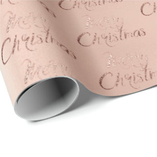 Papier Cadeau Manuscrit d'or de rose de Joyeux Noël bonnes fêt