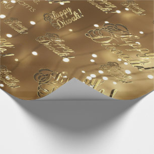 Papier Cadeau Manuscrit élégant heureux de feuille d'or de Fau