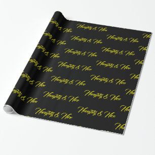 Papier Cadeau Manuscrit jaune vilain et Nice sur le noir -