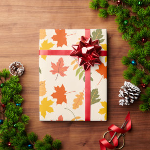 Papier Cadeau Maple Leaf Mignonne Nature Thanksgiving Cadeau