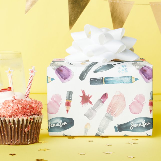 Papier Cadeau Maquillage Aquarelle (Fête d'anniversaire)