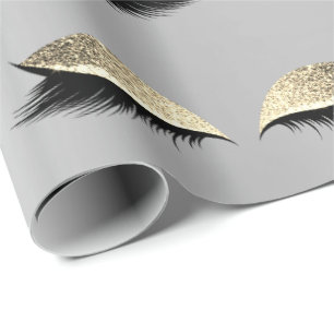 Papier Cadeau Maquillage Bleu Oeil Beauté Argent Parties scintil