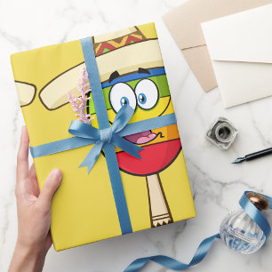 Papier Cadeau Maraca avec Sombrero Fiesta Colorée