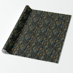 Papier Cadeau Marble Gold Aqua Foil