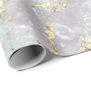Papier Cadeau Marble Pastel Gold Blue Strokes idée cadeau