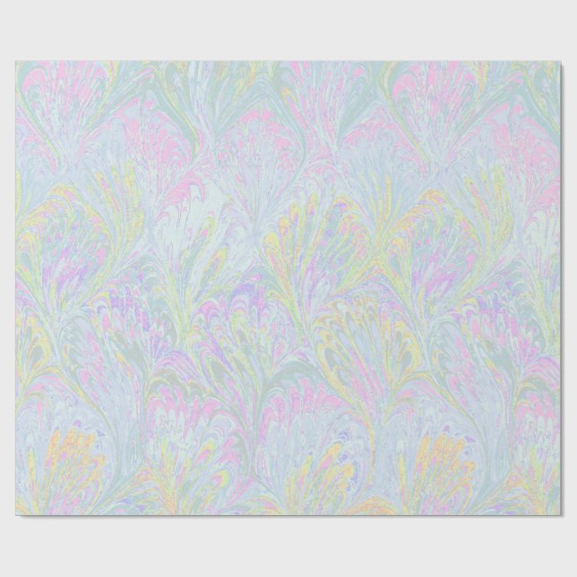 PAPIER CADEAU MARBLED PAPER,ABSTRACT PALE PINK 2 PEACOCK PATTERN (Plat)