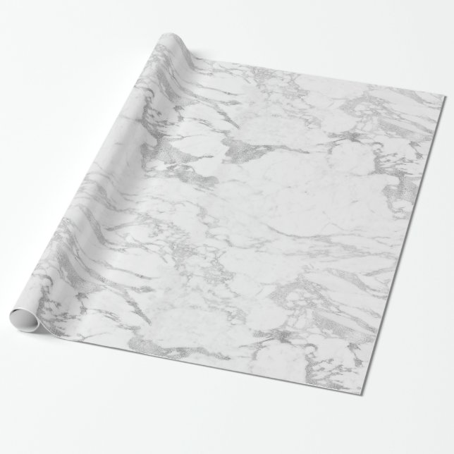 Papier Cadeau Marbre argenté de luxe Sparkle (Déroulé)