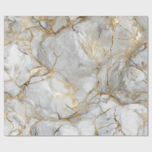 Papier Cadeau Marbre blanc avec veines dorées