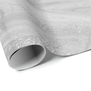 Papier Cadeau Marbre blanc gris argenté Métallique Métallique br