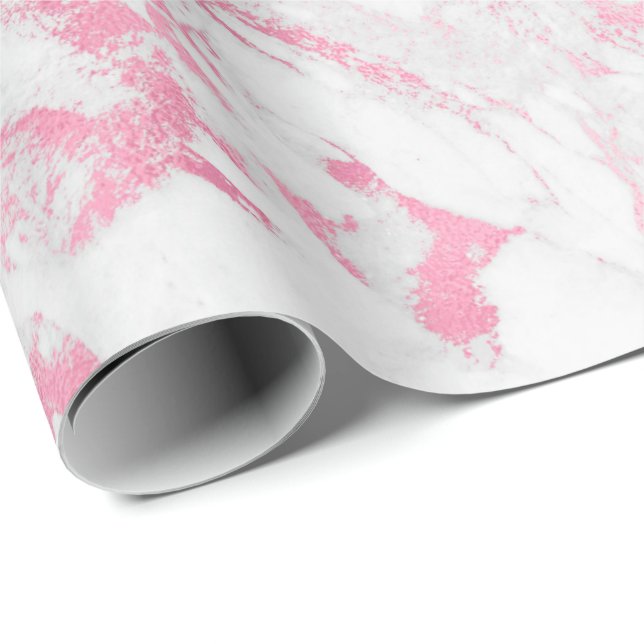 Papier Cadeau Marbre blanc rose (Coin rond)