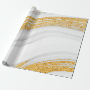 Papier Cadeau Marbre blanc tendance cool texture paillettes doré