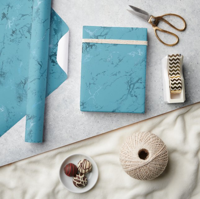 Papier Cadeau Marbre bleu Aqua (Artisanat)