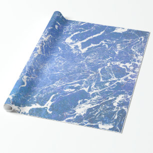 Papier Cadeau marbre bleu et blanc design abstrait