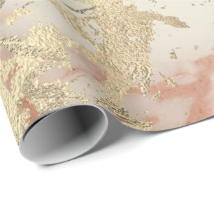 Papier Cadeau Marbre Champaigne Gold Sepia Blush Metal Strokes
