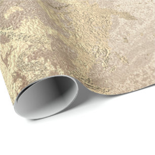 Papier Cadeau Marbre Champaigne Or Gris Rose Taches métalliques