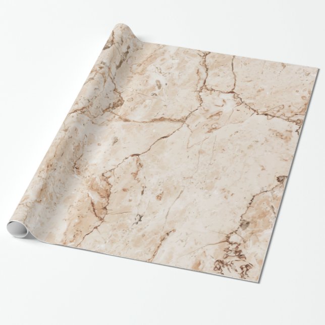 Papier Cadeau Marbre crème beige (Déroulé)