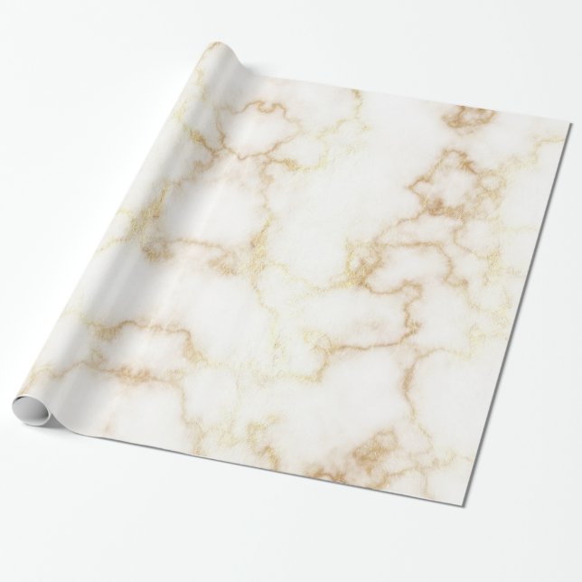 Papier Cadeau Marbre de la Veine d'or blanche (Déroulé)
