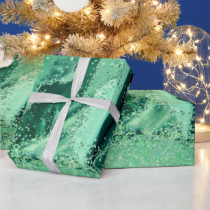 Papier Cadeau Marbre de pierre précieuse de luxe Vert pailleté A