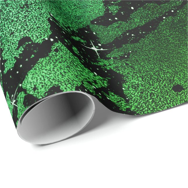 Papier Cadeau Marbre de verre noir Imprimer Abstrait Tropical Me (Coin rond)