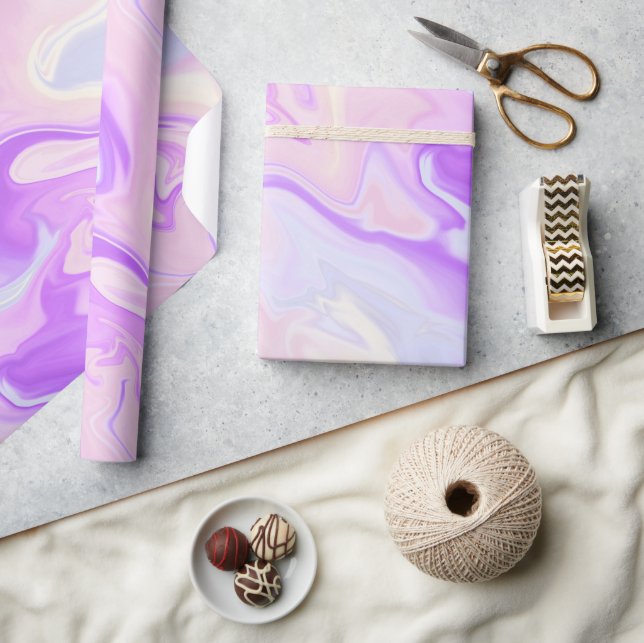 Papier Cadeau Marbre dégradé violet et rose (Artisanat)