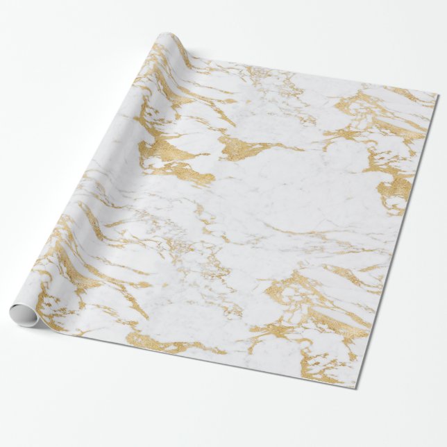 Papier Cadeau Marbre d'huile d'or Sparkle de luxe (Déroulé)