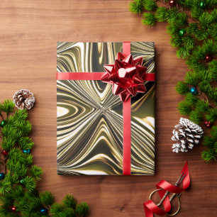 Papier Cadeau Marbre doré minuit motif géométrique