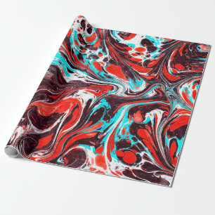 Papier Cadeau marbre ebru coloré acrylique versant motif dos