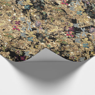 Papier Cadeau Marbre Gold Meadow Papillon Insectes Gems Diamant