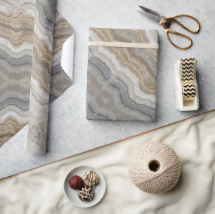 Papier Cadeau marbre gris brun scandinave minimaliste