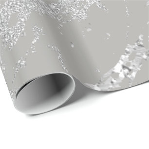 Papier Cadeau Marbre Métallic Gris Argent Gris Traces VIP Abstra