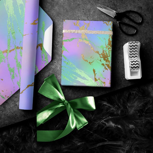 Papier Cadeau Marbre Millénaire | Ombré Pastel Arc-en-Ciel Ludiq (Créateur téléchargé)