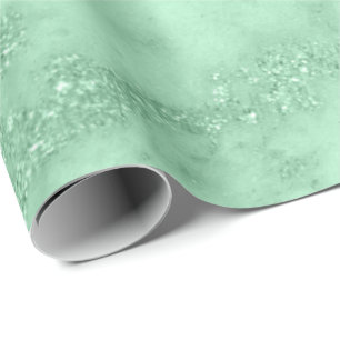 Papier Cadeau Marbre Mint Green Parties scintillant Pastel Abstr