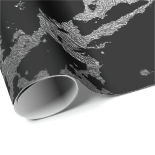 Papier Cadeau Marbre noir Argent brillant Ombres Gris profond