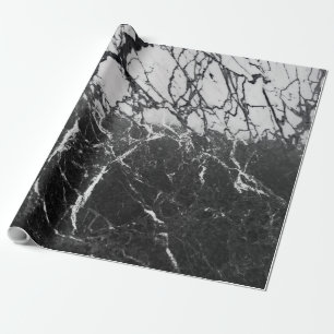 Papier Cadeau Marbre Noir & Blanc Moderne Glamour Soirée Tendanc