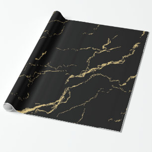 Papier Cadeau Marbre noir et or