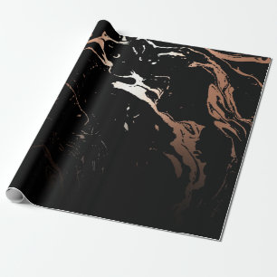 Papier Cadeau Marbre noir rose or
