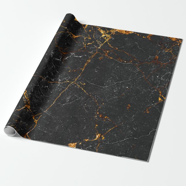 Papier Cadeau Marbre noir texture arrière - plan, marbre naturel (Déroulé)