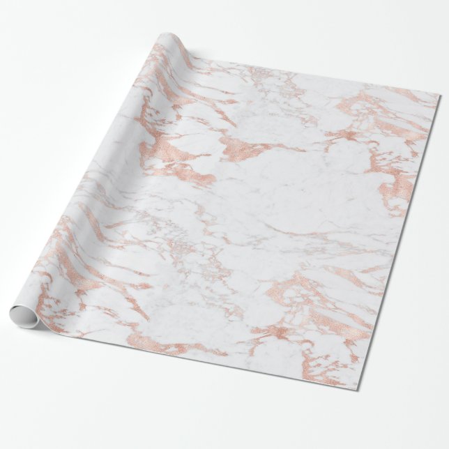 Papier Cadeau Marbre or Rose de luxe (Déroulé)