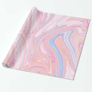 Papier Cadeau Marbre orange bleu coloré élégant de rose en