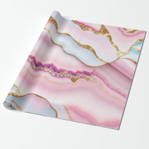 Papier Cadeau Marbre rose clair Agate Collection tendance